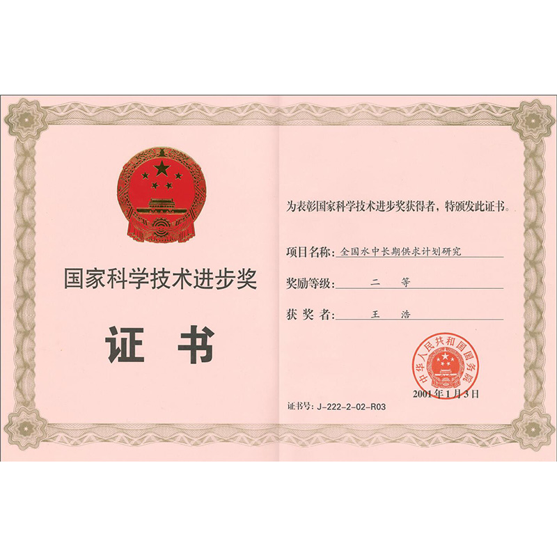 2001国家科学技术进步奖二等奖